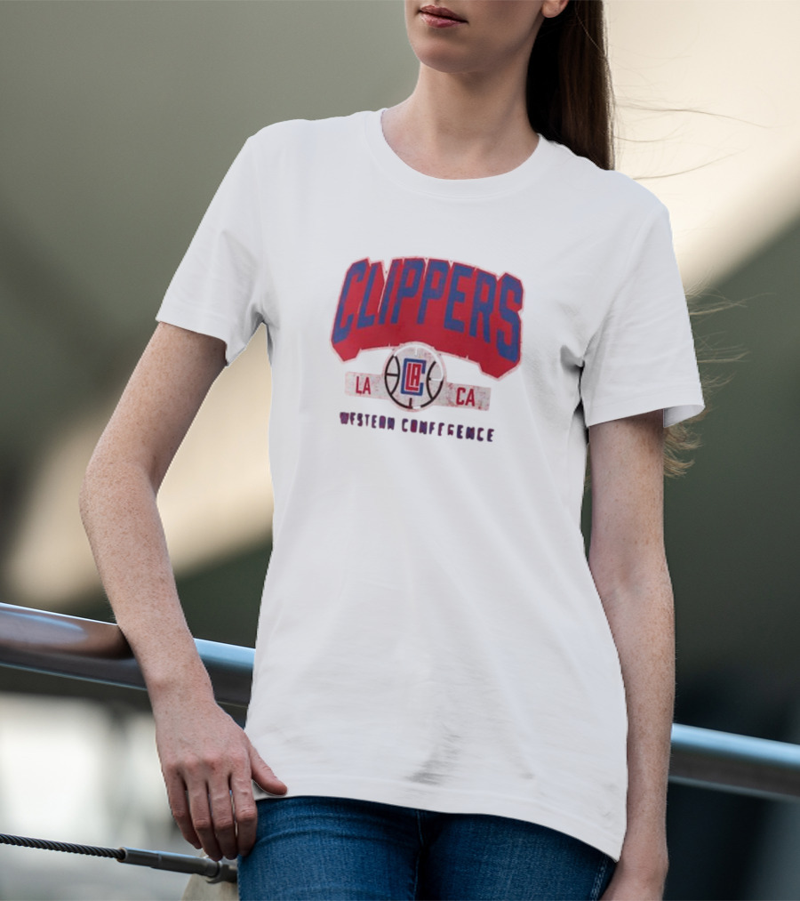 Clippers LA CA Western Conference Front Court Press Snow Wash T-Shirt
