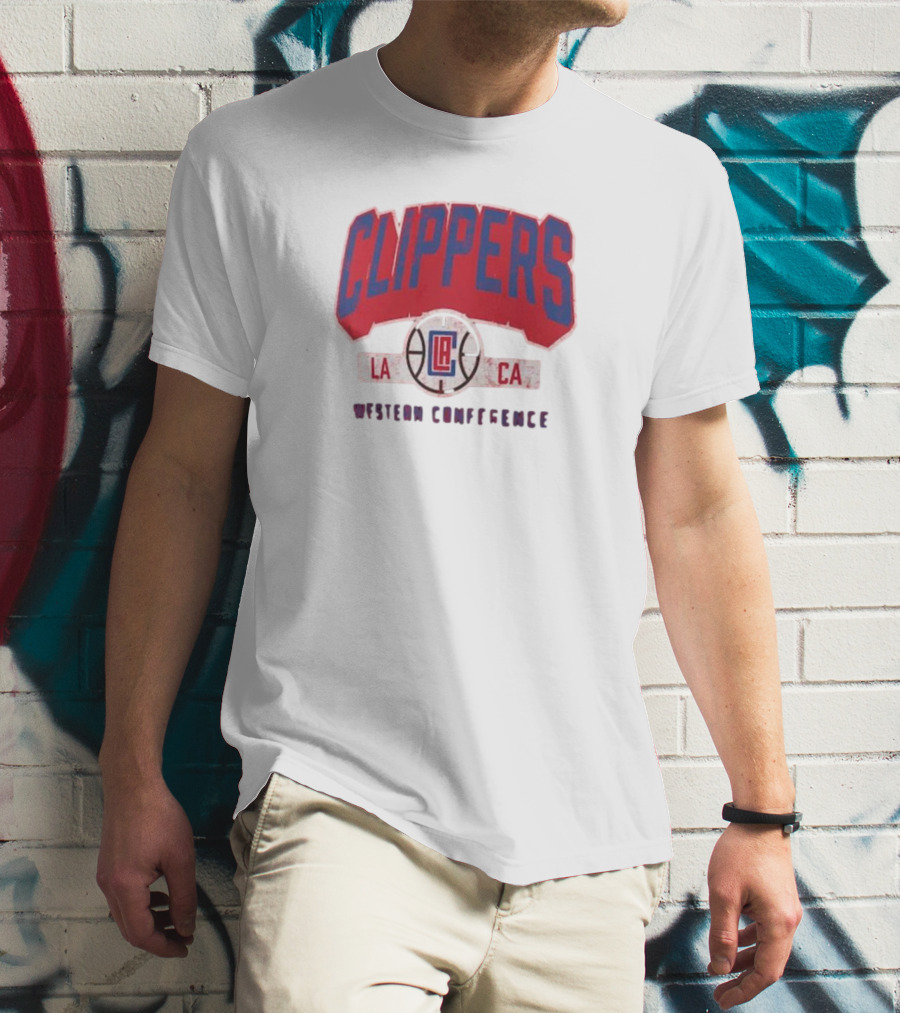 Clippers LA CA Western Conference Front Court Press Snow Wash T-Shirt