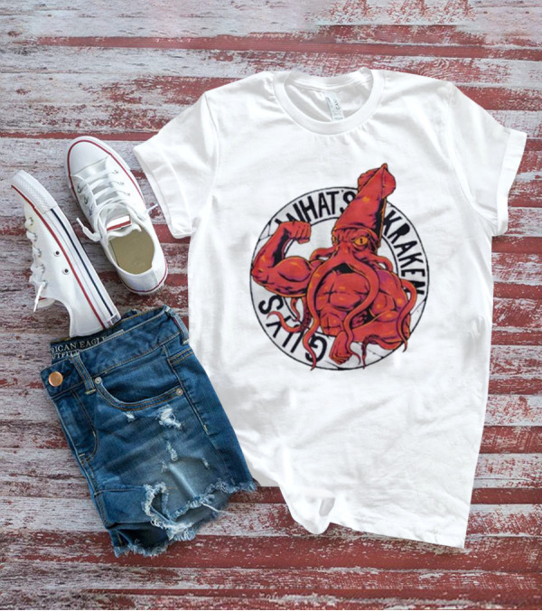 What’s Kraken Guys Sea Muscular Squid Circle T-Shirt