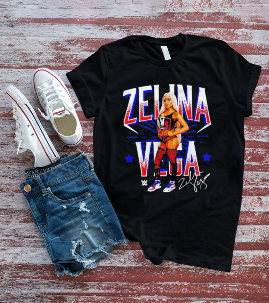 Zelina Vega LWO Signature WWE Red Blue Star T-Shirt