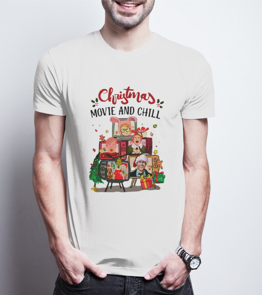 Christmas Movie And Chill Characters TV Holiday Icons T-Shirt