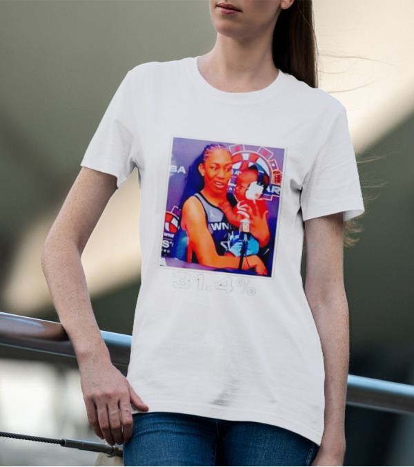 A’ja Wilson Holding Baby 31.4% WNBA Stars T-Shirt