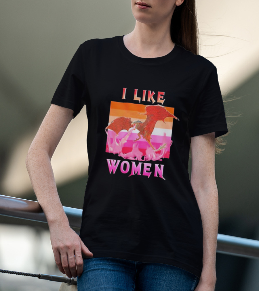 I Like Women Dragon Lesbian Flag T-Shirt
