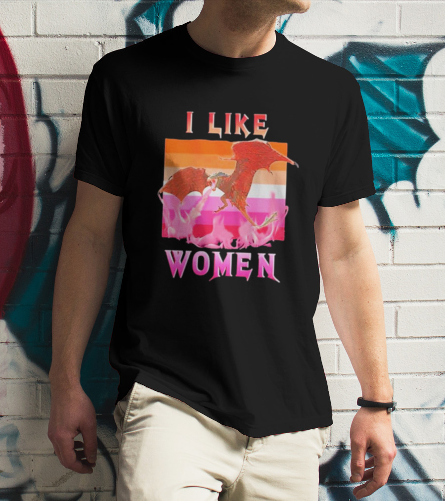I Like Women Dragon Lesbian Flag T-Shirt