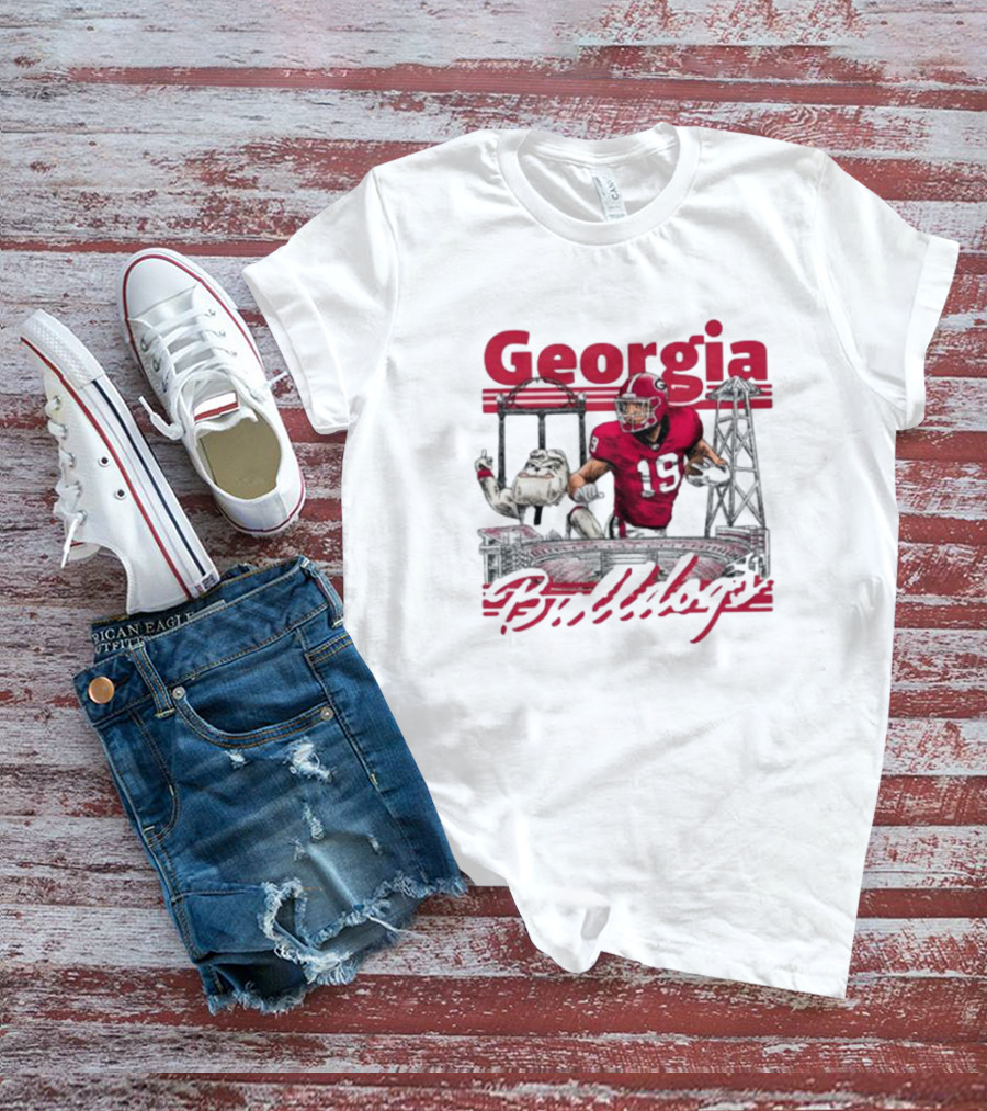 Georgia Bulldogs Brock Bowers Sanford Stadium Collegiate Landmarks T-Shirt
