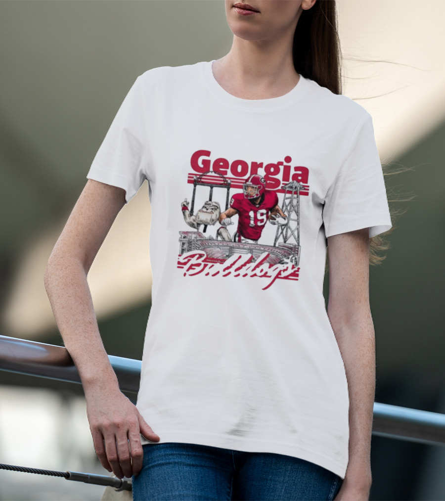 Georgia Bulldogs Brock Bowers Sanford Stadium Collegiate Landmarks T-Shirt