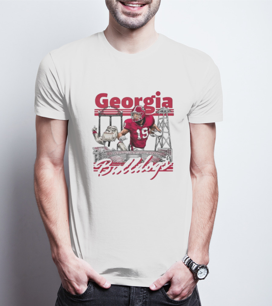 Georgia Bulldogs Brock Bowers Sanford Stadium Collegiate Landmarks T-Shirt