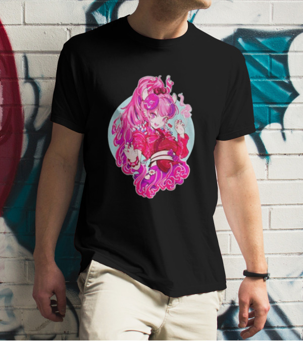 Invasion Club Ironmouse Pink Anime Character Art Collaboration T-Shirt