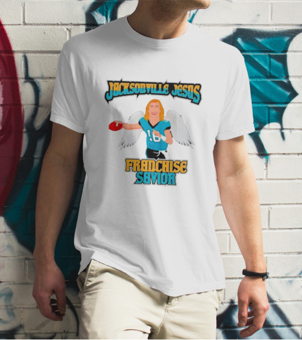 Jacksonville Jesus Franchise Savior Trevor Lawrence Angel Wings Football T-Shirt