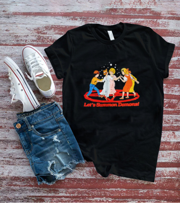 Let's Summon Demons Kids Holding Hands In Pentagram Circle T-Shirt
