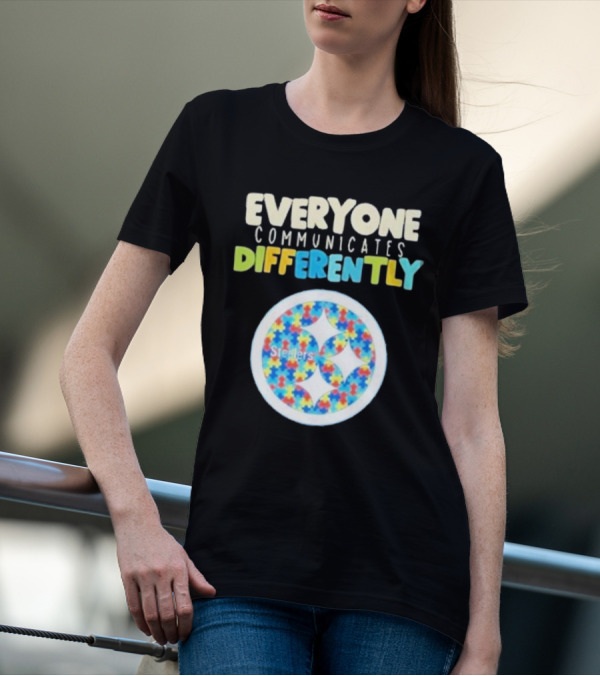 Everyone Communicates Differently Steelers Puzzle T-Shirt