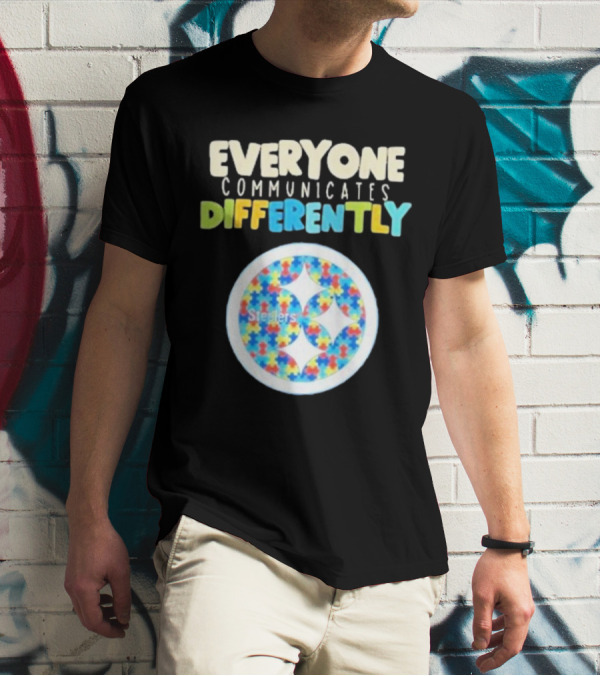 Everyone Communicates Differently Steelers Puzzle T-Shirt