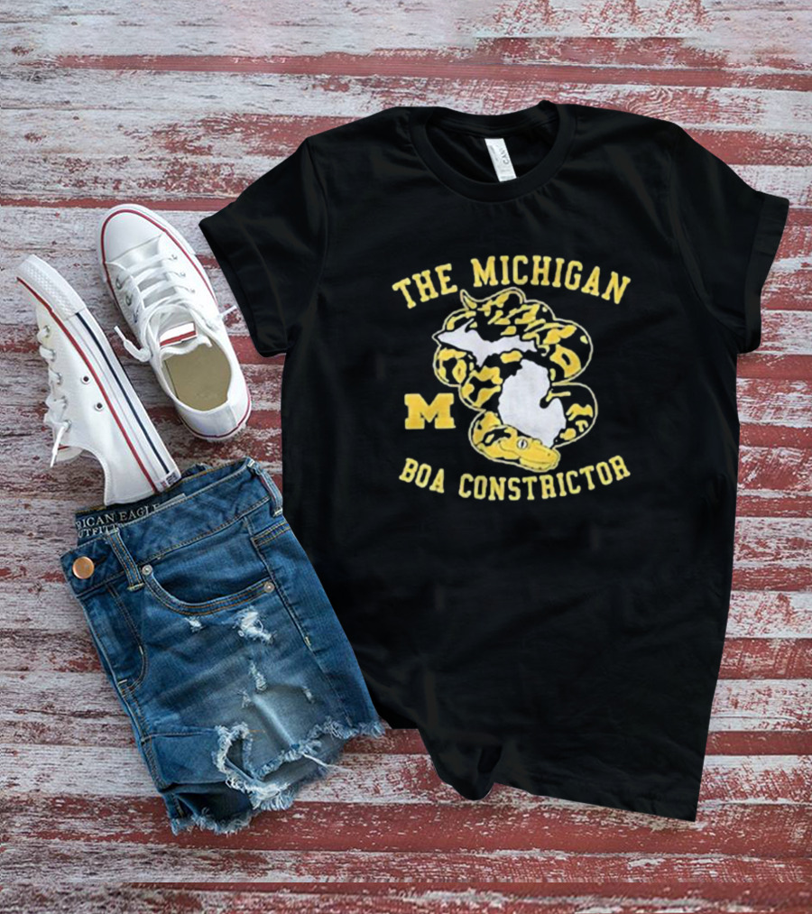 The Michigan Boa Constrictor Football M Logo Yellow Snake Map T-Shirt