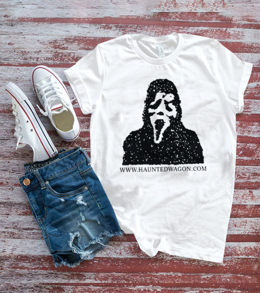 Onlineceramics Haunted Wagon Scream Mask Silhouette Www.hauntedwagon.com T-Shirt