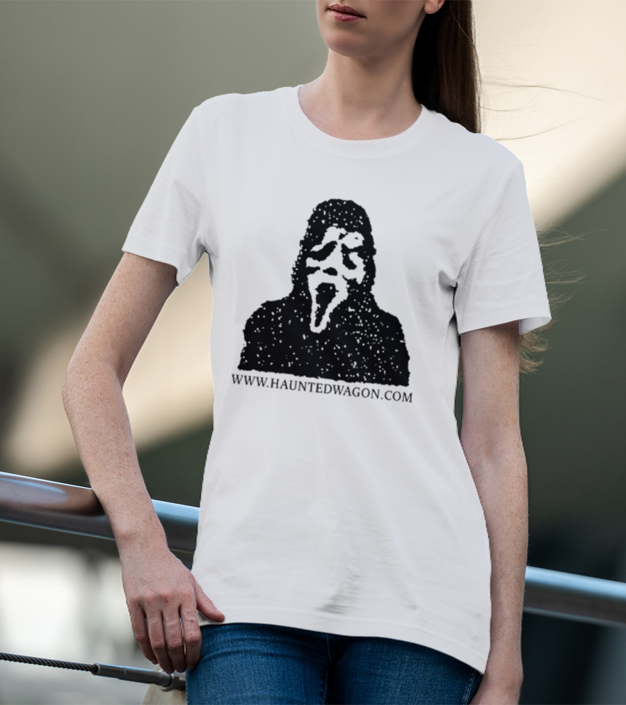 Onlineceramics Haunted Wagon Scream Mask Silhouette Www.hauntedwagon.com T-Shirt
