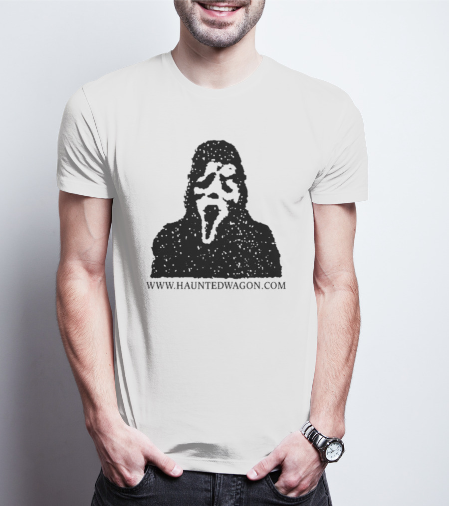Onlineceramics Haunted Wagon Scream Mask Silhouette Www.hauntedwagon.com T-Shirt