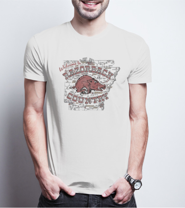 Welcome To Arkansas Razorback Country Map T-Shirt