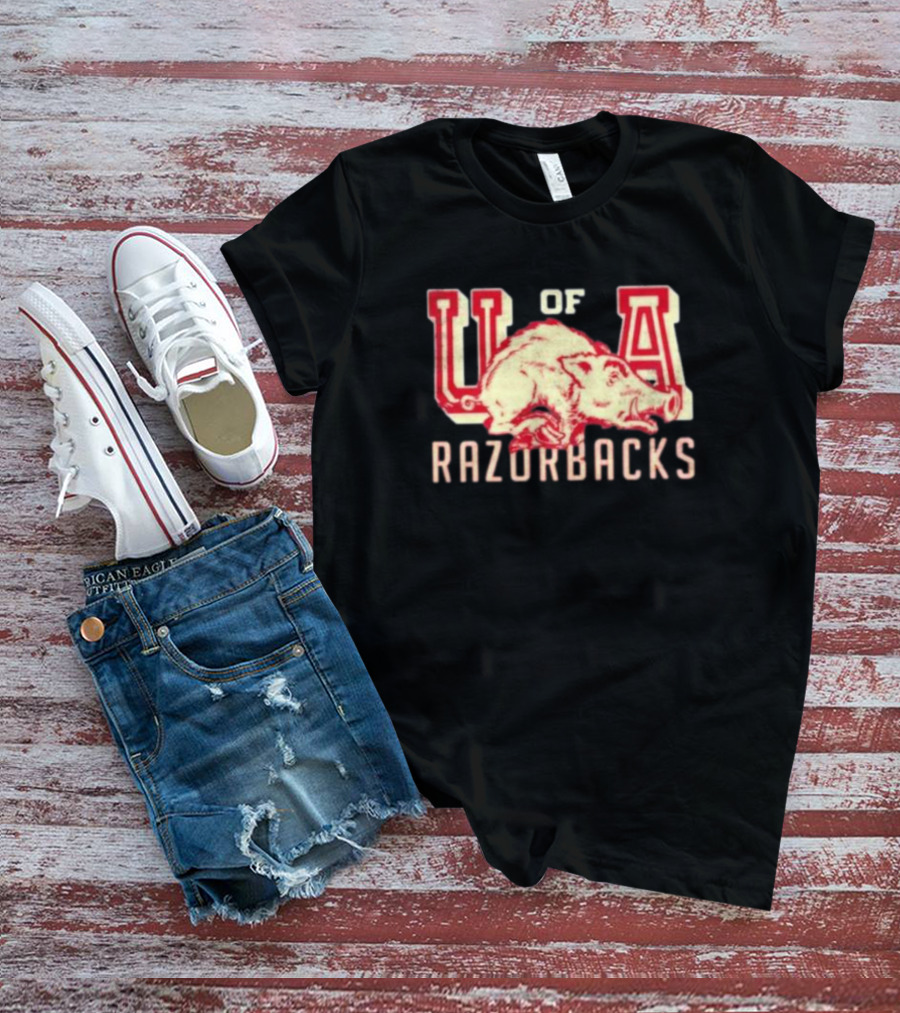 U Of A Razorbacks Retro Script University Of Arkansas Vault T-Shirt