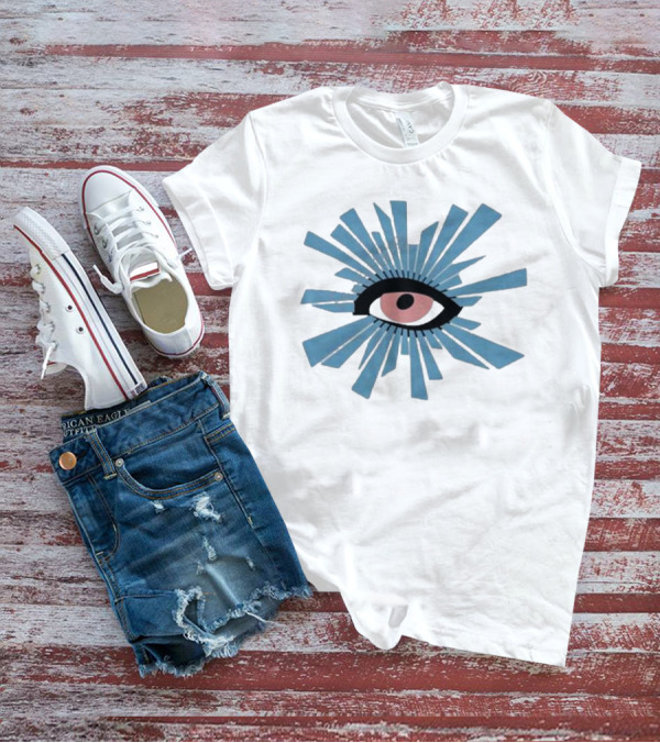 In Gothic Store House Of Errors Eye Design With Radiating Blue Shards T-Shirt