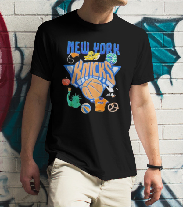 New York Knicks NBA Market Claymation NYC Basketball Iconic Symbols T-Shirt