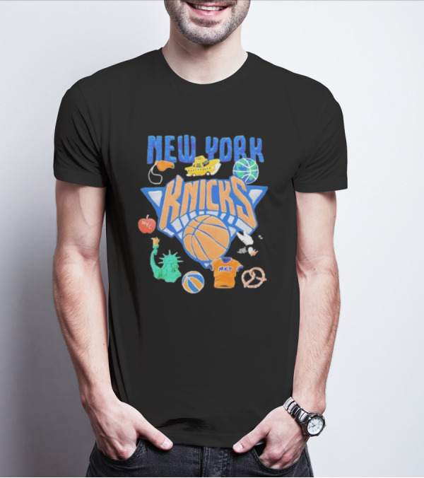 New York Knicks NBA Market Claymation NYC Basketball Iconic Symbols T-Shirt