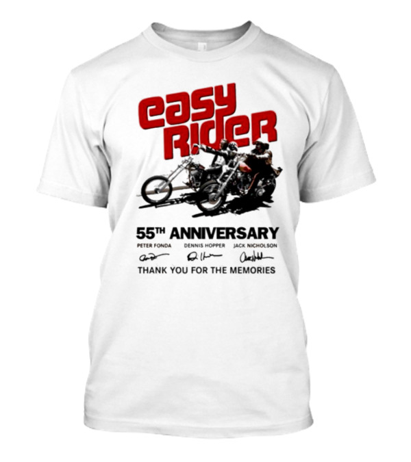 Easy Rider 55th Anniversary Dennis Hopper Jack Nicholson Peter Fonda Thank You For The Memories T-Shirt