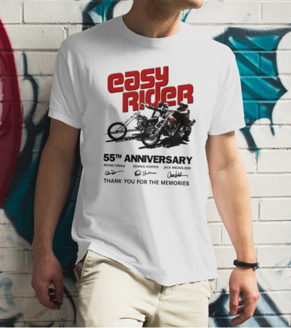 Easy Rider 55th Anniversary Dennis Hopper Jack Nicholson Peter Fonda Thank You For The Memories T-Shirt