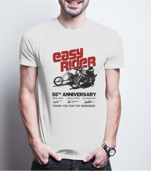Easy Rider 55th Anniversary Dennis Hopper Jack Nicholson Peter Fonda Thank You For The Memories T-Shirt