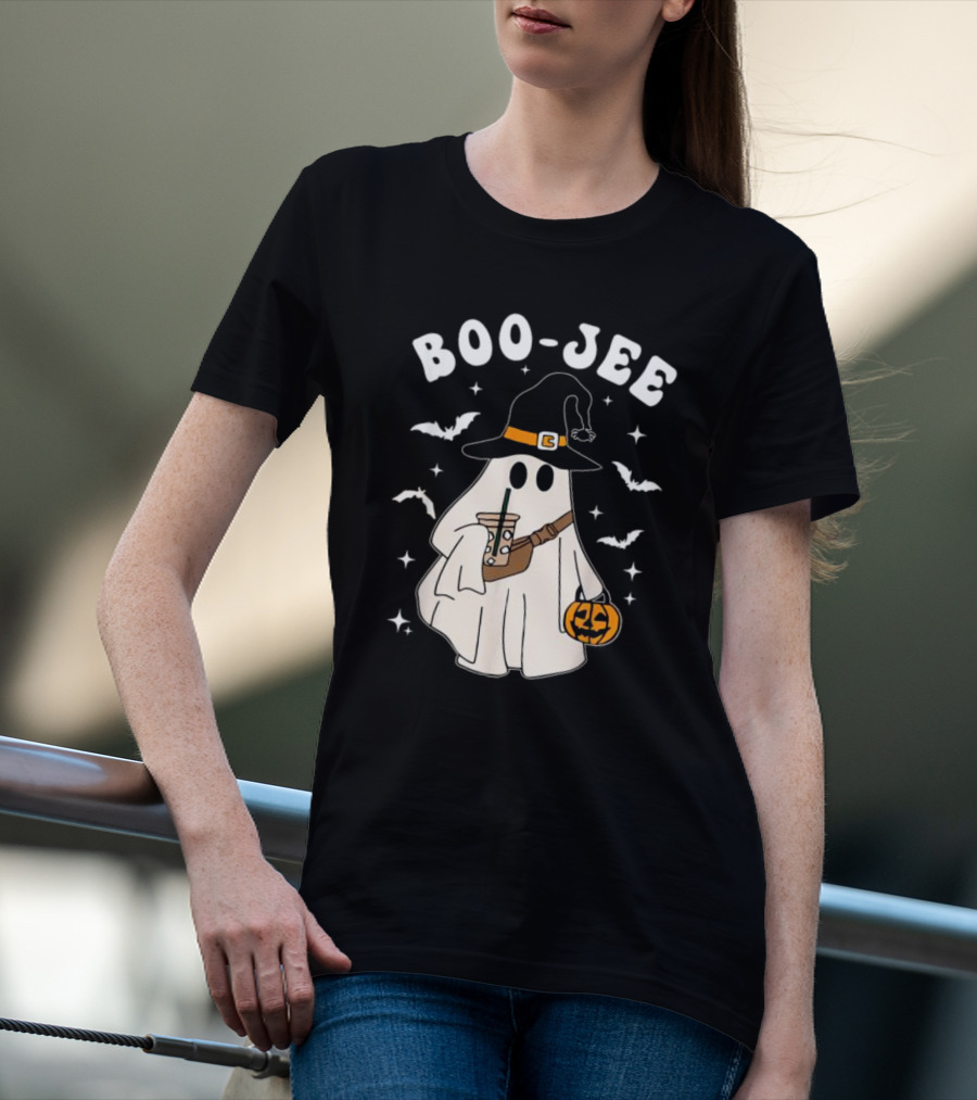 Boo Jee Ghost Halloween Costume Witch Hat Coffee Pumpkin T-Shirt