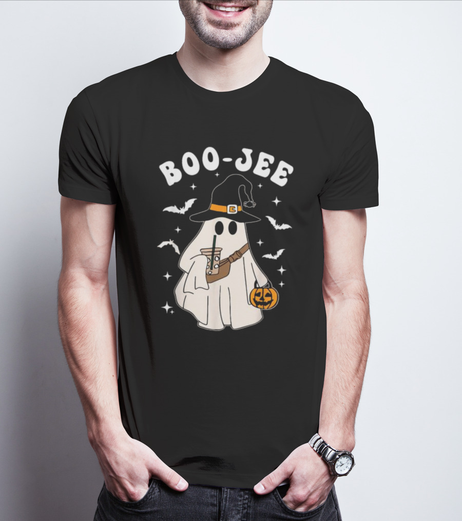 Boo Jee Ghost Halloween Costume Witch Hat Coffee Pumpkin T-Shirt