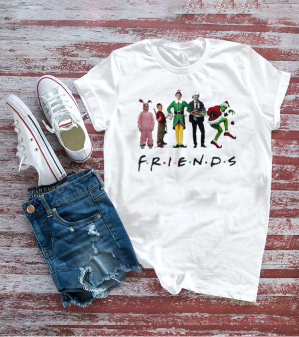 Friends Christmas Elf Grinch Bunny Ross Matthew Perry Funny Christmas Party T-Shirt