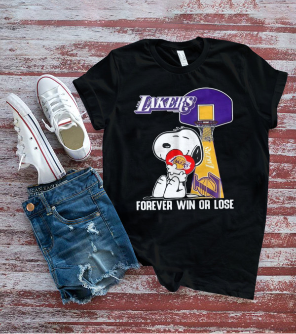 Lakers Forever Win Or Lose Snoopy Basketball Heart T-Shirt