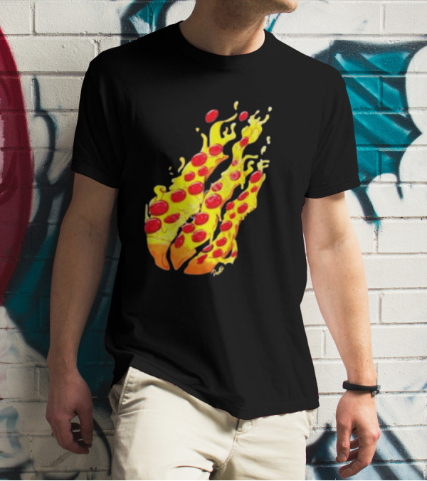 Preston Stylez Fire Pizza Flaming Pepperoni Blaze T-Shirt