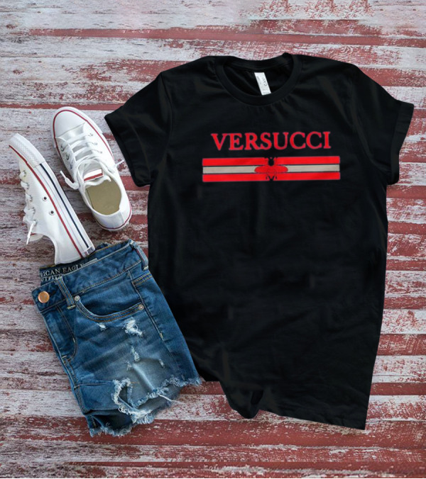 VERSUCCI Red Insect Stripe T-Shirt