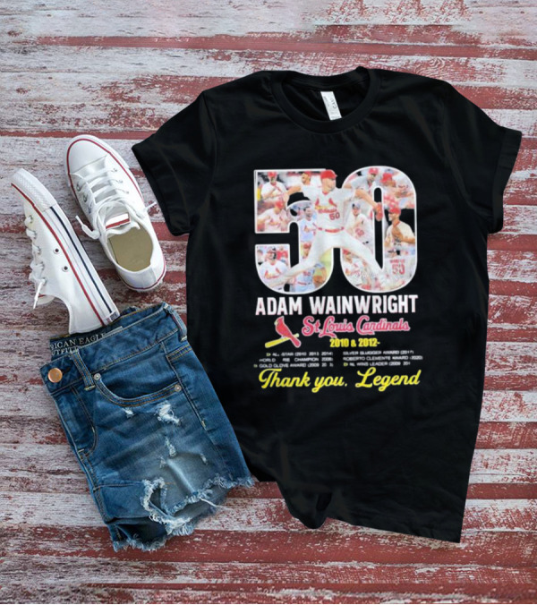 Adam Wainwright St Louis Cardinals 2010 2012 50 Thank You Legend T-Shirt