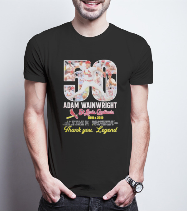 Adam Wainwright St Louis Cardinals 2010 2012 50 Thank You Legend T-Shirt