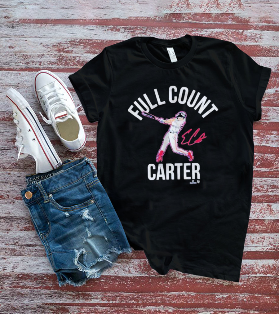 Full Count Carter Breakingt Evan Carter Baseball Player Signature T-Shirt