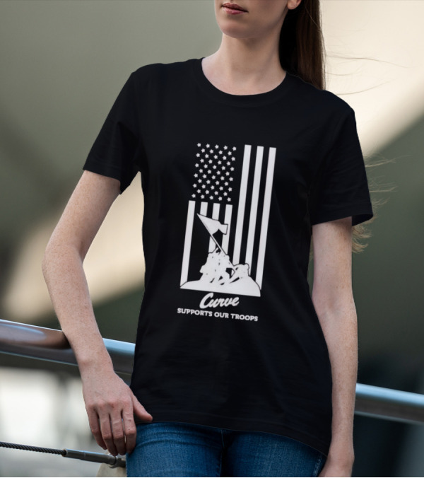 Curve Supports Our Troops Flag Raising T-Shirt
