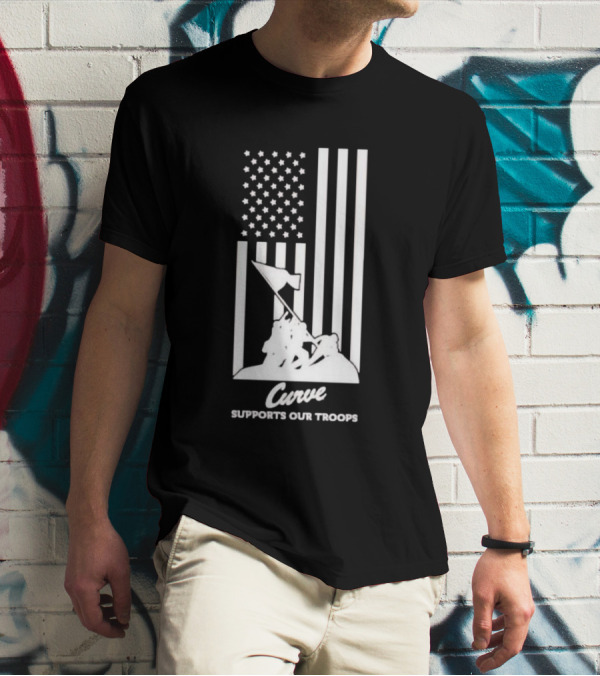 Curve Supports Our Troops Flag Raising T-Shirt
