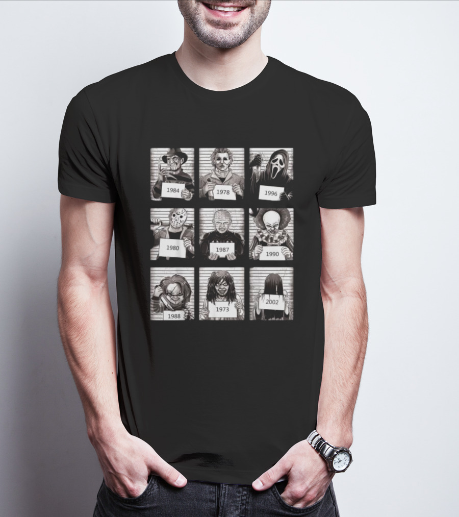 Halloween Horror Legends Killer Shots Freddy Jason Michael Pinhead Pennywise Chucky Samara Ghostface Creepy Fan T-Shirt