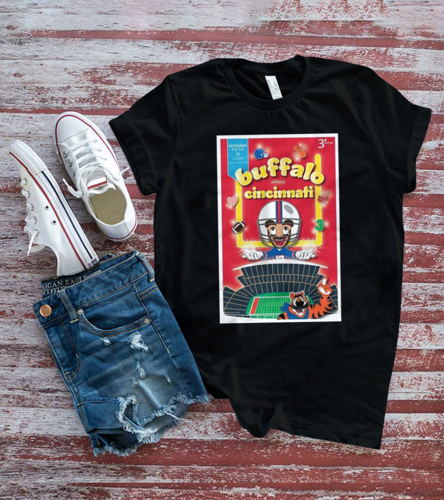 Buffalo Versus Cincinnati November Fifth Football Showdown 3:20 PM Stadium Mascots Clash T-Shirt