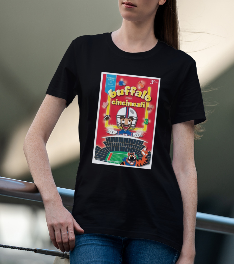 Buffalo Versus Cincinnati November Fifth Football Showdown 3:20 PM Stadium Mascots Clash T-Shirt