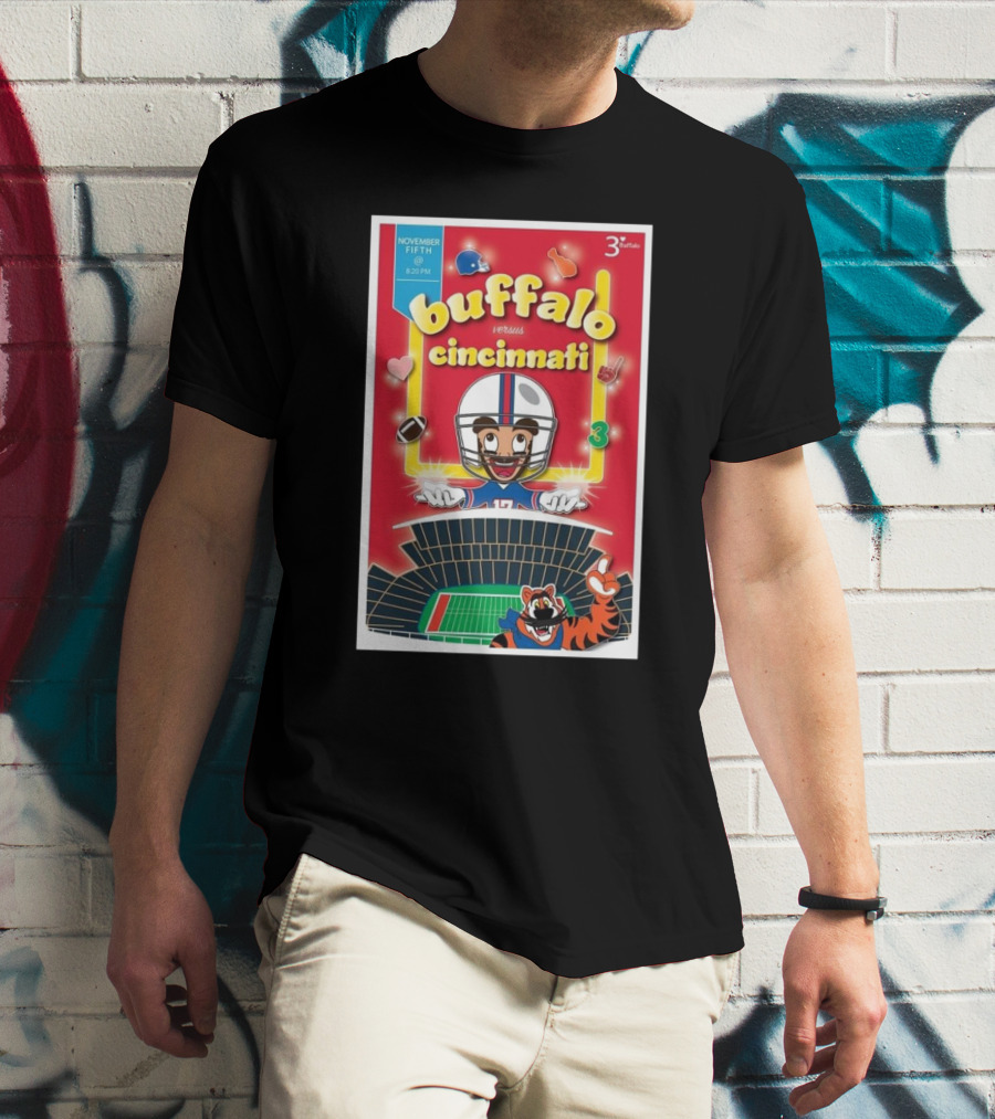 Buffalo Versus Cincinnati November Fifth Football Showdown 3:20 PM Stadium Mascots Clash T-Shirt