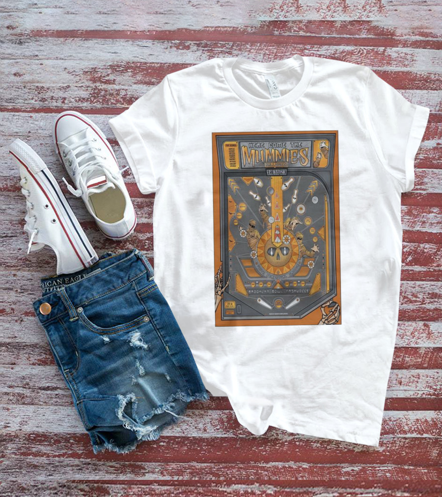 Here Come The Mummies Pinball Artwork Brooklyn Bowl Nashville Oct 31 T-Shirt
