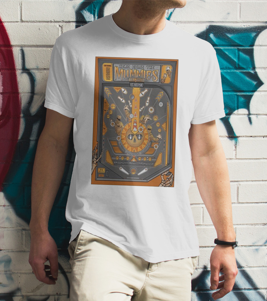 Here Come The Mummies Pinball Artwork Brooklyn Bowl Nashville Oct 31 T-Shirt