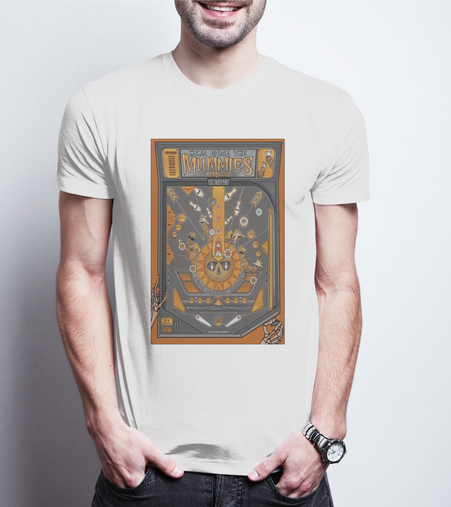 Here Come The Mummies Pinball Artwork Brooklyn Bowl Nashville Oct 31 T-Shirt
