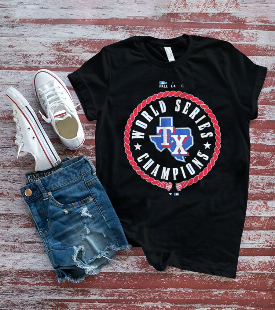 Texas Rangers World Series Champions TX Logo Rope Circle T-Shirt