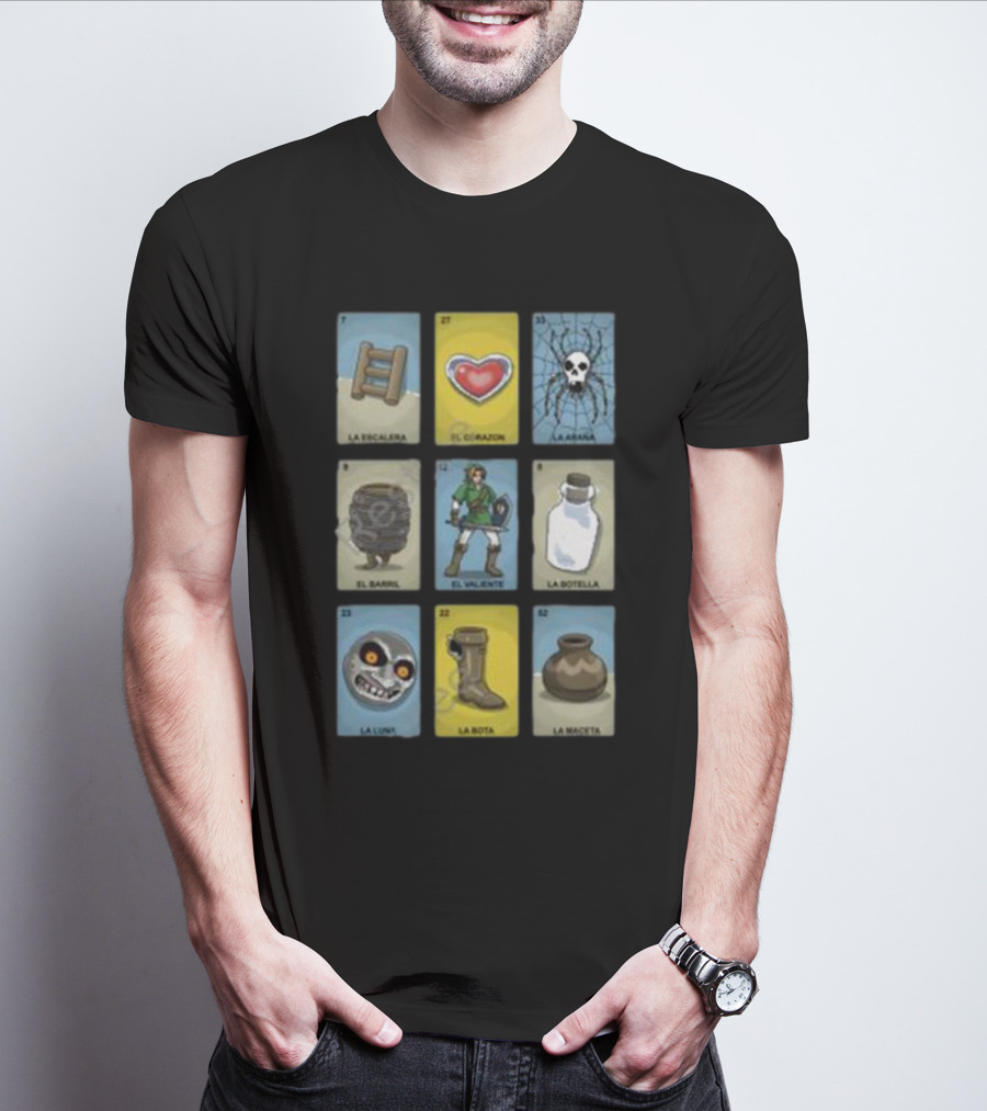 Clay Graham Art Loz Loteria La Escalera El Corazon La Araña El Barril El Valiente La Botella La Luna La Bota La Maceta T-Shirt