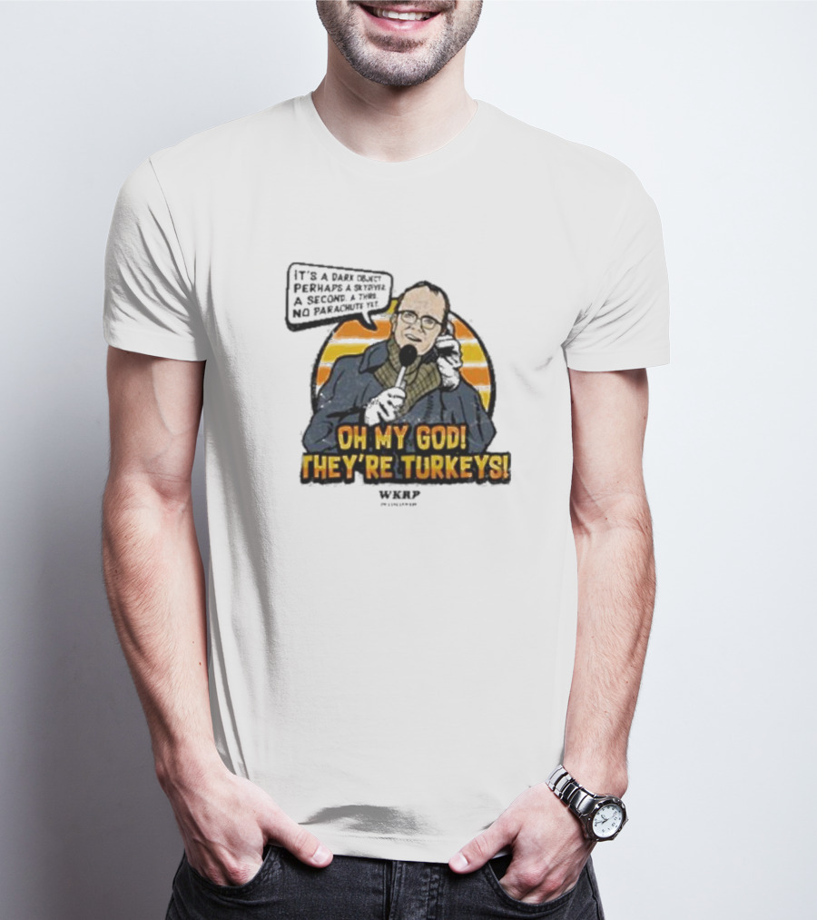 WKRP Oh My God They’re Turkeys Dark Object Parachute T-Shirt