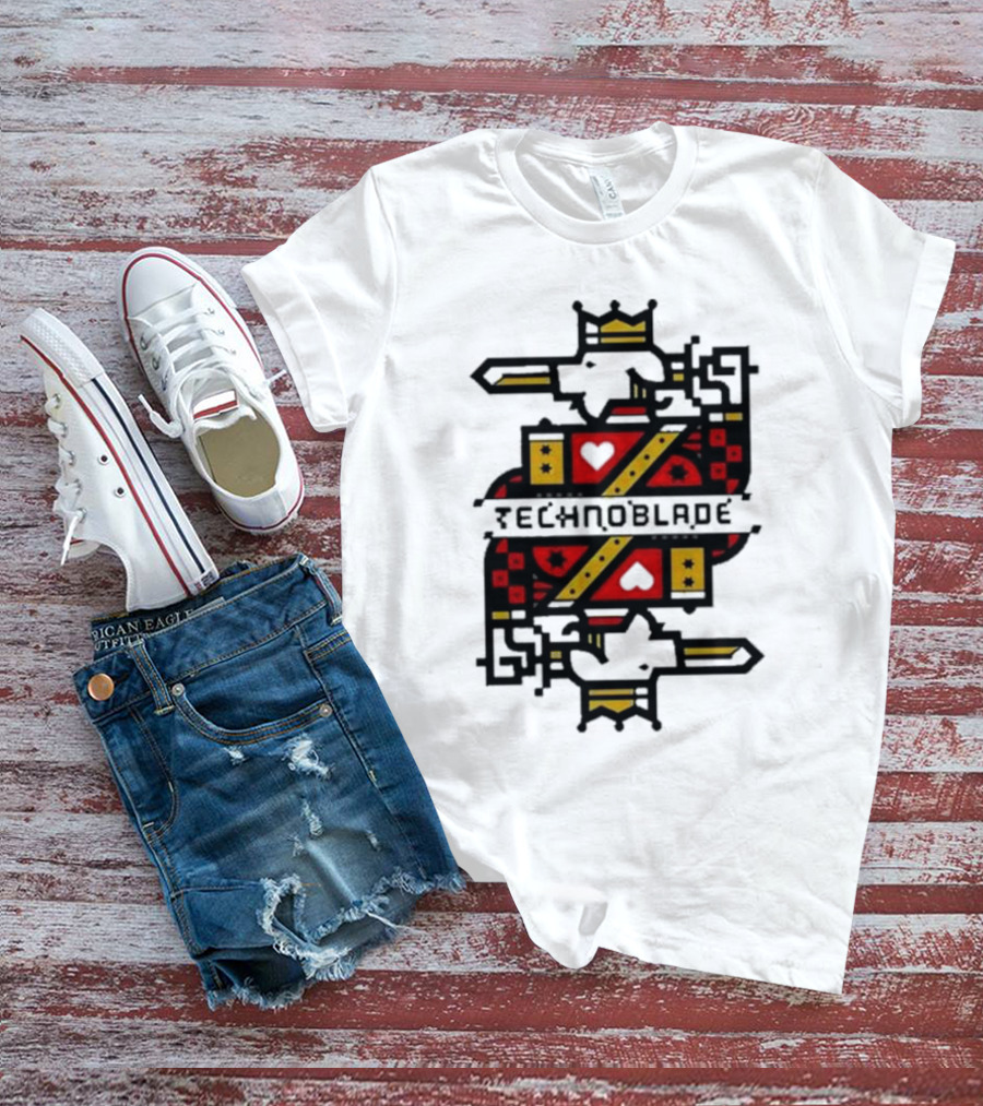 Technoblade Crowned Warrior Card Heart Sword T-Shirt